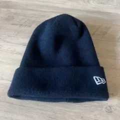 【美品】ニューエラ ネイビー 紺色 ニット帽 ロゴ刺繍