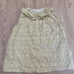 キッズ ノースリーブ ワンピース 花柄 フリル 黄色のサムネイル