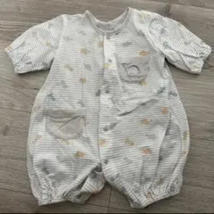 恐竜プリント ストライプロンパース