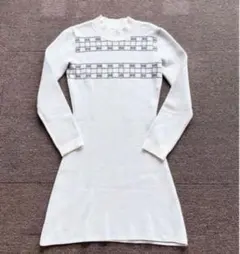 Darichニットワンピース ホワイト チェック柄