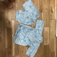 水色 花火柄 甚平 120