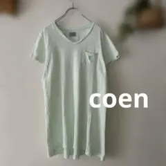 coen コーエン Ｖネック カット チュニック ミントグリーン ペパーミント