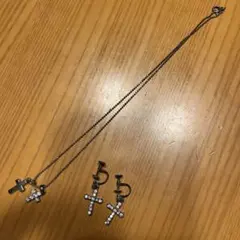 十字架　ネックレス&イヤリング