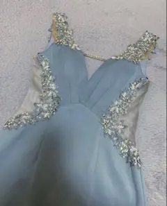 エンジェルR水色 Vネック ビーズ刺繍 ナイトドレス
