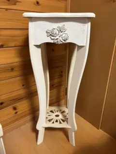 アンティーク調 サイドテーブル 花台 ホワイト