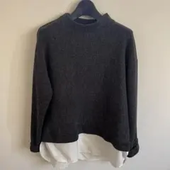 レイヤードニット Lサイズ ダークグレー