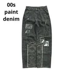 00s archive paint design black denim