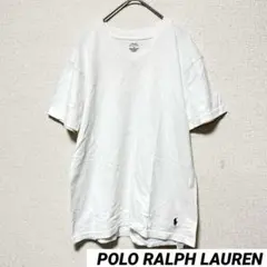 ポロラルフローレン M 白Tシャツ Ｖネック ロゴ刺繍 シンプル