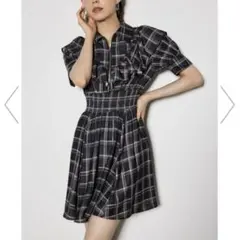 rienda フロントジップハーフスリーブシャツミニワンピース