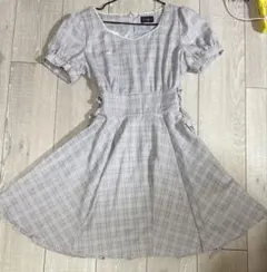 evelyn エブリン チェック柄 編み上げ レースアップワンピース