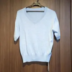 Dazy ライトブルー Vネック 半袖ニット M