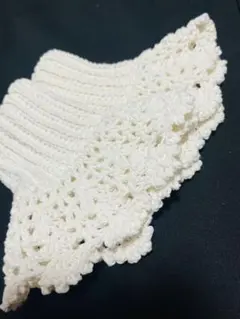 ホワイト かぎ針編み アームカバー フリル