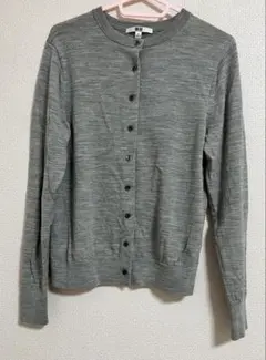 グレー 長袖 ボタンカーディガン