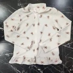 【子供用　水着　１２０cm】クマデザイン フリル付きラッシュガード