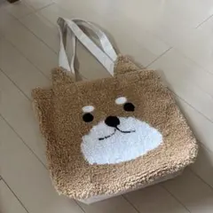 タイムセール☆柴犬 ボア インド製トートバッグ キャンバス地