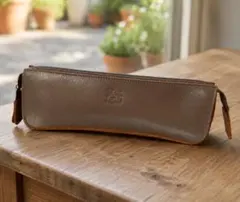 【美品】IL BISONTE イルビゾンテ ペンケース 本革 深みココアブラウンのサムネイル