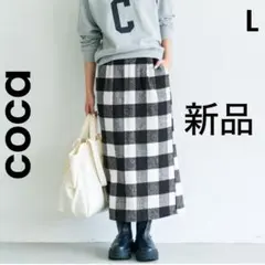 【coca】コカ 新品 L ブロックチェック ロングスカート タイトスカート