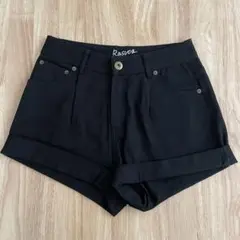 Rasvoa ブラック　ショートパンツ　ストレッチ　クロ　黒　L