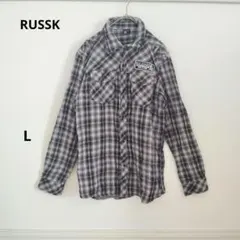 RUSSK ラスケー 綿100% チェック柄 長袖 L 春 秋 カジュアル