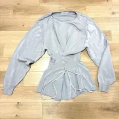 ZARA ニット トップス パフスリーブ ブルー　水色 ザラ