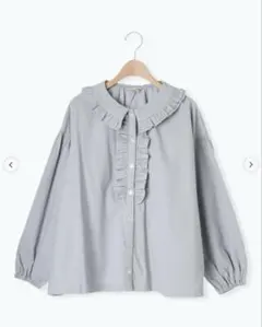 SM2＊サマンサモスモス 起毛フリルカラーブラウス サックス