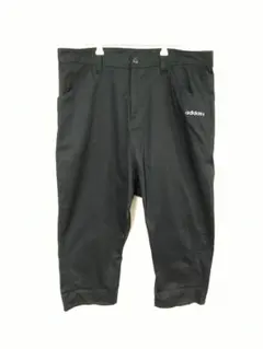 アディダス　七分丈ボトムス　メンズXL～3L相当　黒色　テーパード　裾裏総柄