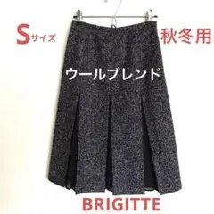 ブリジット 東京スタイル ウールブレンド台形型スカート 黒×赤茶系 S