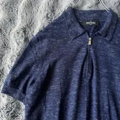GRAN SASSO ハーフジップ ニットポロシャツ ネイビー 三者混紡 50のサムネイル