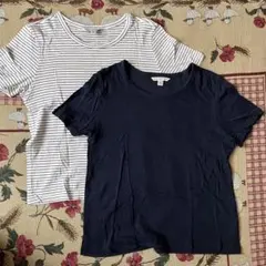 AMERICAN EAGLEネイビーとストライプの半袖Tシャツ2枚セット