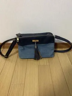 デニム風 ショルダーバッグ ネイビー