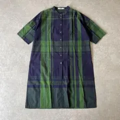 美品フェリシモ サニークラウズ どでかいチェックの切り込みチュニック