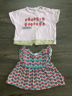 【RAG MART】イチゴプリント トップス２点セット(80〜90サイズ)女の子