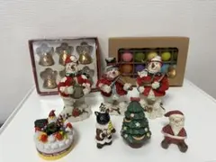 クリスマス装飾セット 陶器製置物やツリーのガラスとフェルトのオーナメントなど