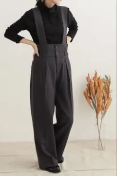 URBAN RESEARCH DOORS グレー ヘリンボーンサスペンダーパンツ