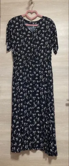 グローバルワーク　サラサラリラックスロングワンピース　ダークネイビー Lサイズ