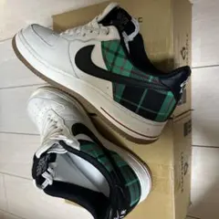 Nike Air Force 1 ホワイト/ブラック/グリーンチェック　27cm