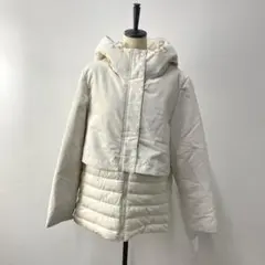 新品 レディース フード付き 異素材切替 中綿 ジャケット オフホワイト L