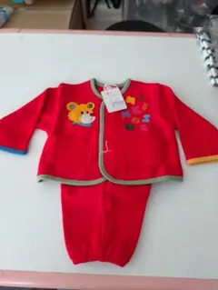 MIKI HOUSE 赤 カーディガンとパンツセット T80