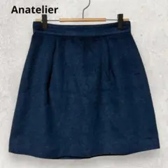 Anatelier ウール スカート M 38 紺 ミニ丈 Aライン 日本製のサムネイル