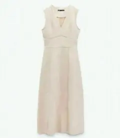 ZARA ザラ フェイクスエード ジャンパースカート ロングワンピース ベージュ