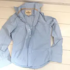 Hollister 水色 ストライプ シャツ S