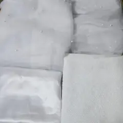 【即購入OK】ウェディング ホワイトチュール パール、サテン、レース 4枚セット