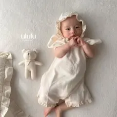 【試着のみ】ululu newborn waffle rompers 《半袖》