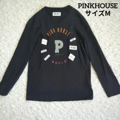 【PINK HOUSE 】長袖Tシャツ ブラック　ワッペン　日本製　カットソーのサムネイル