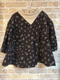 petit main プティマイン　花柄コーデュロイチュニック