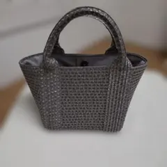 グレー 編み込み トートバッグ
