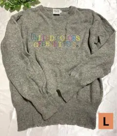 古着レア☆BENETTON ベネトン ニット ピュアラムウール Lのサムネイル