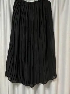 黒 シフォン プリーツスカート