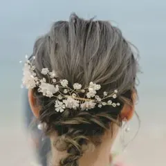 ウェディング 髪飾り 白 花