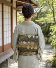 美品】六通柄袋帯 山水文様 金糸 振袖 黒留袖 色留袖 訪問着